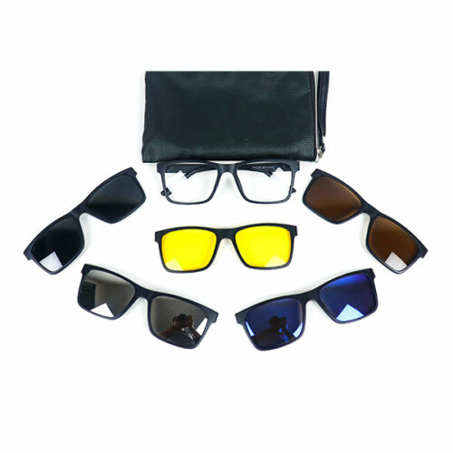 5 In 1 Rectangular Magnetic Clip On Sunglass